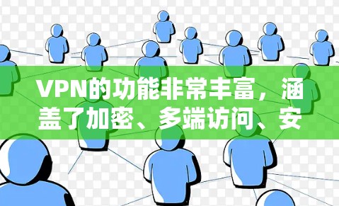 VPN的功能非常丰富，涵盖了加密、多端访问、安全保护、在线游戏和视频通话、多设备访问、虚拟服务器、隐私保护和数据传输加密等多个方面。以下是对这些功能的详细说明